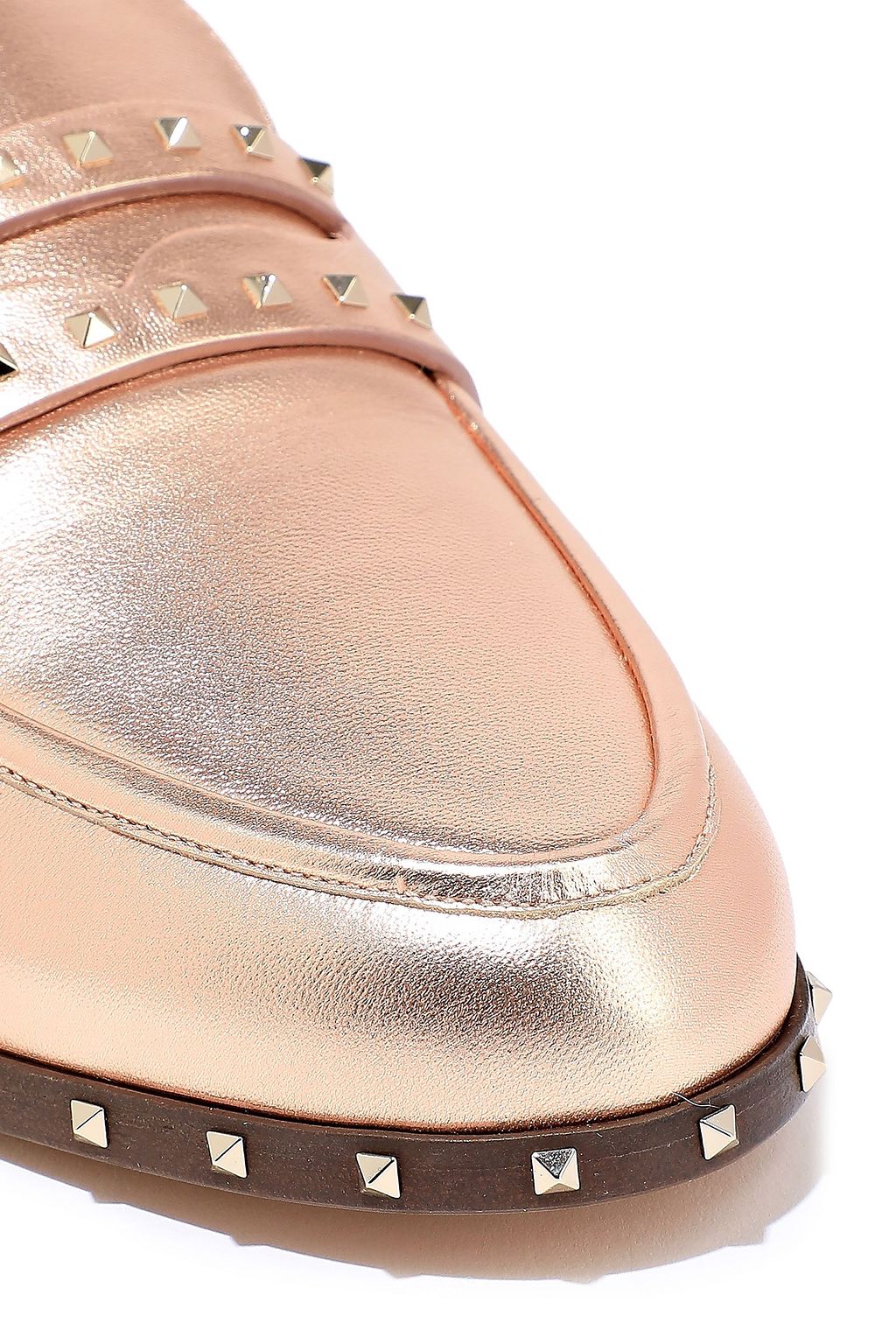 VALENTINO GARAVANI Soul Rockstud metallic leather slippers