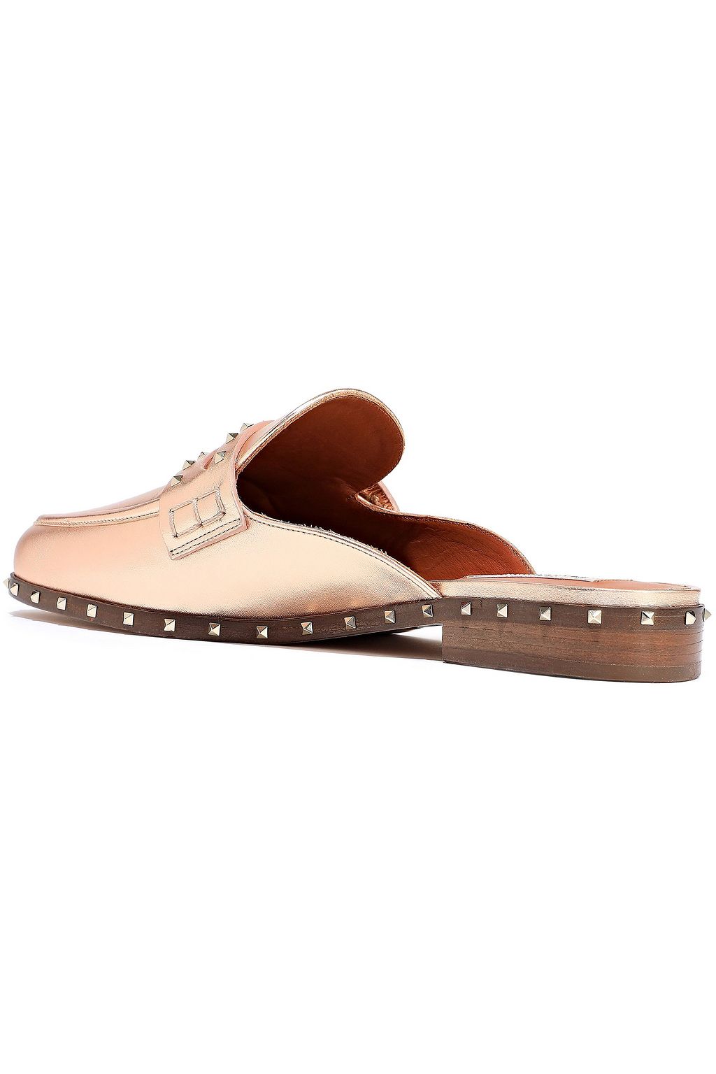VALENTINO GARAVANI Soul Rockstud metallic leather slippers