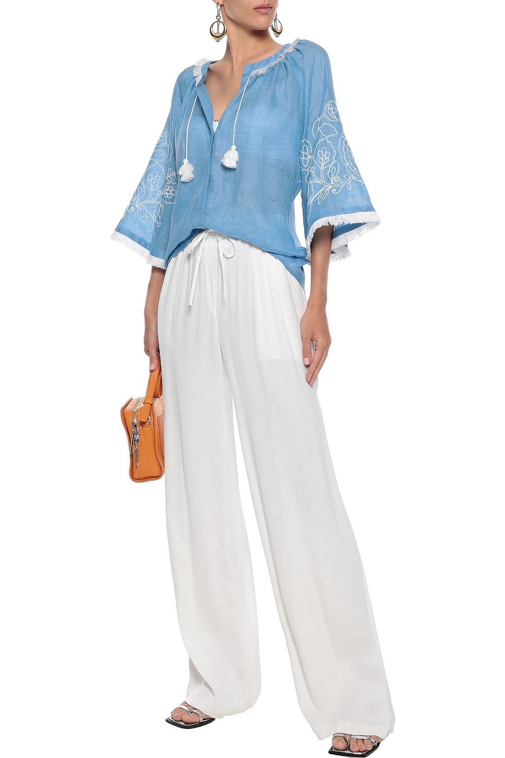 ELEVEN MARCH11 Lily embroidered linen-gauze top