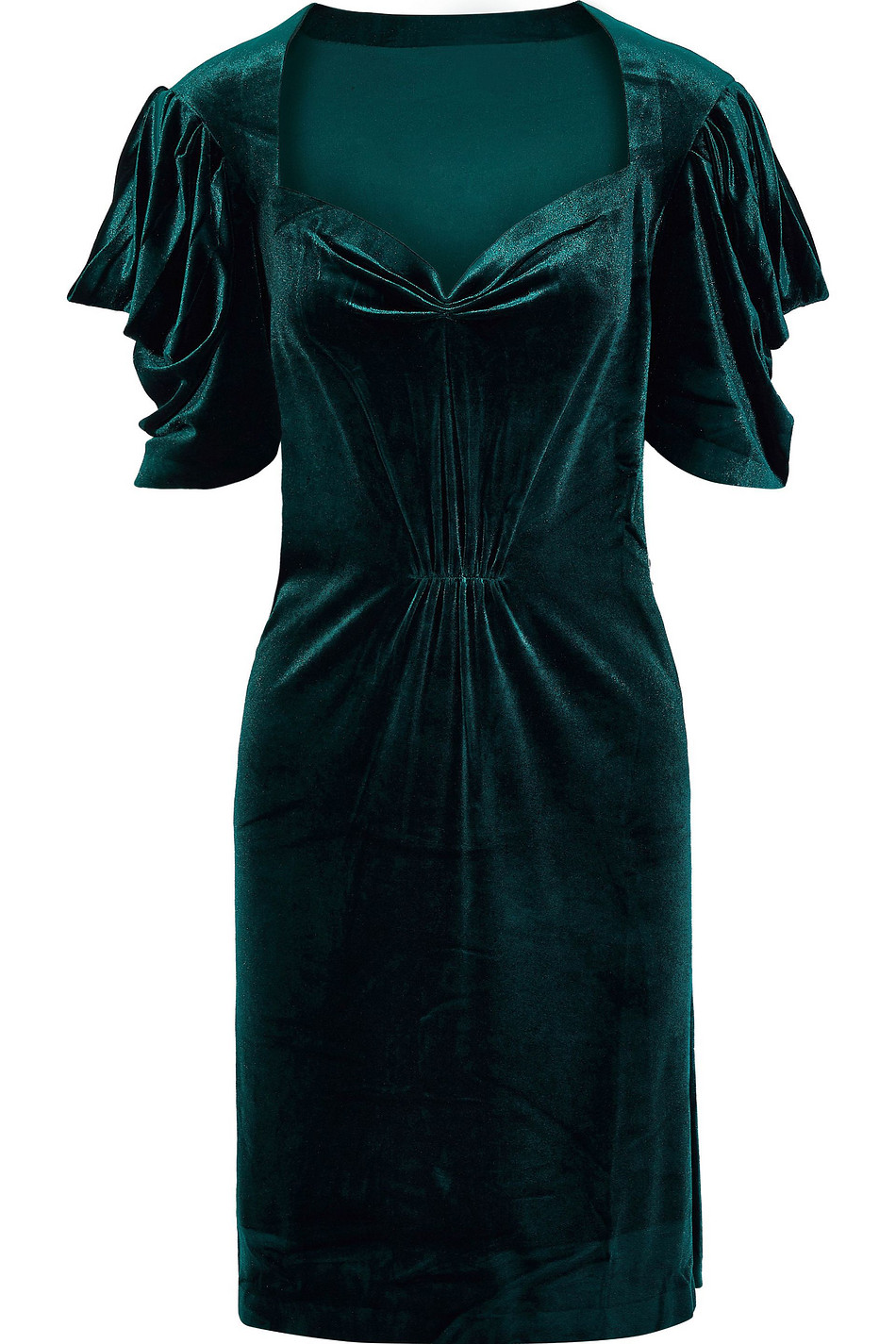 NORMA KAMALI Pleated stretch-velvet mini dress
