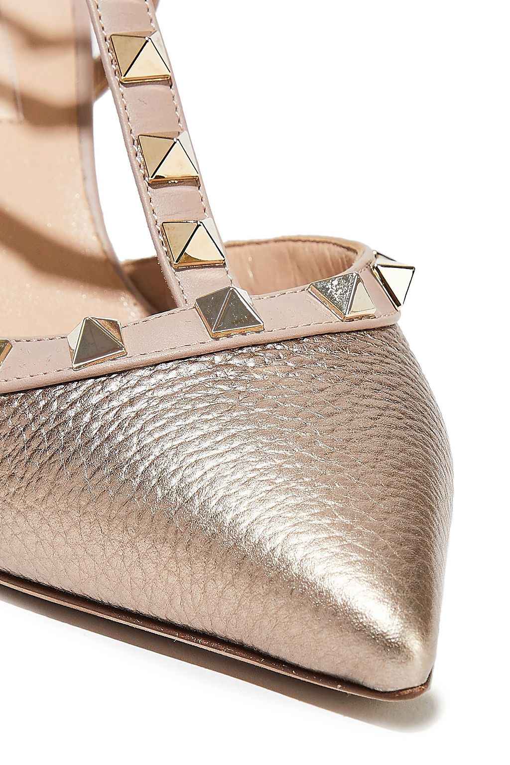 VALENTINO GARAVANI Rockstud metallic textured-leather pumps