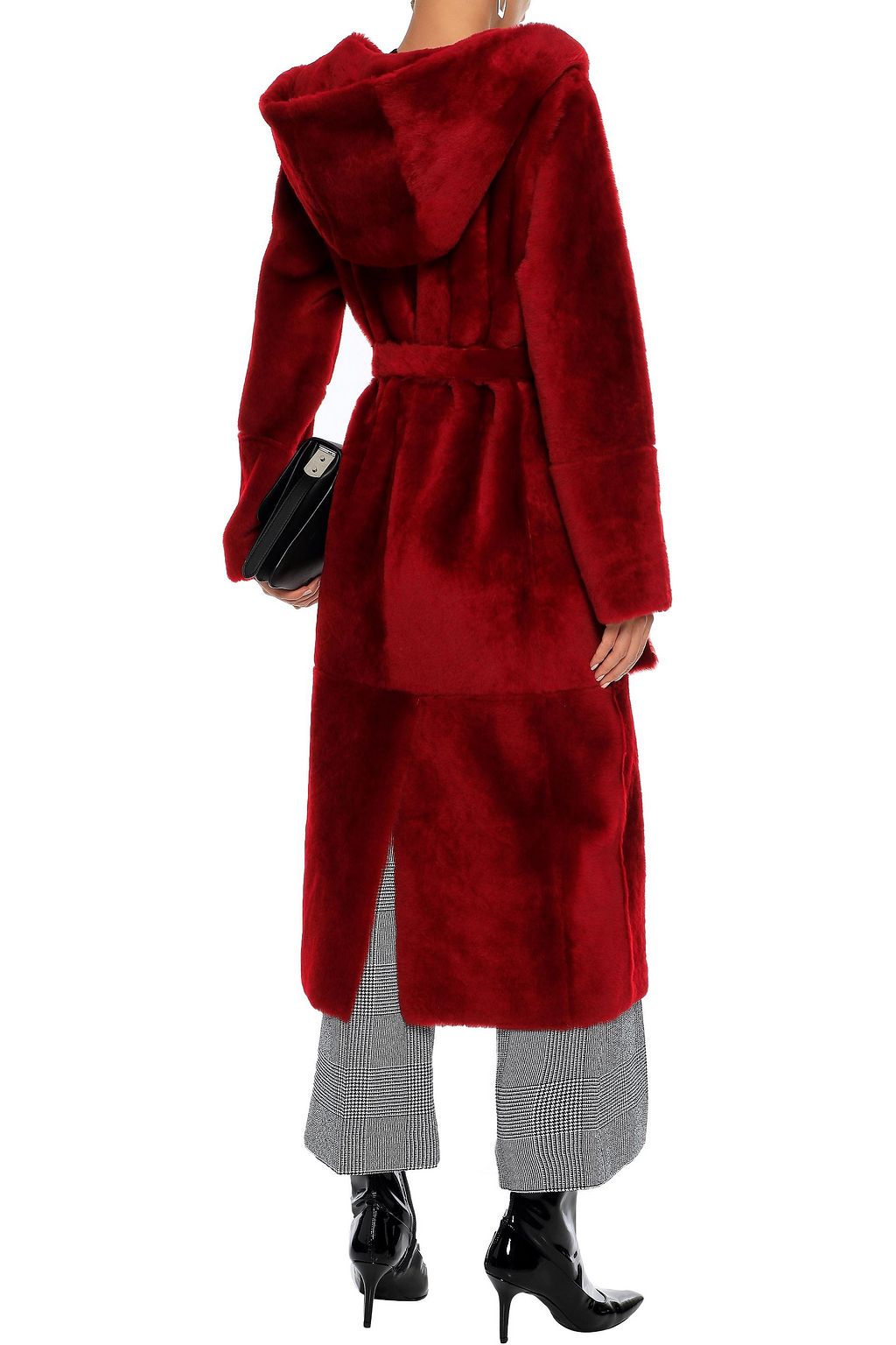 YVES SALOMON Reversible belted shearling hooded coat