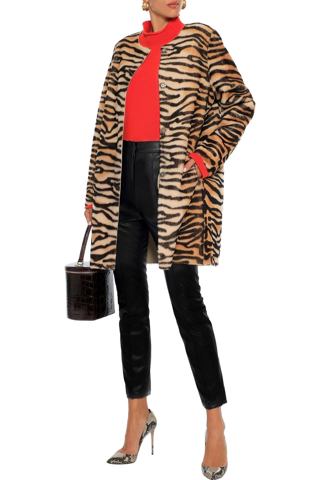 YVES SALOMON Reversible tiger-print shearling coat