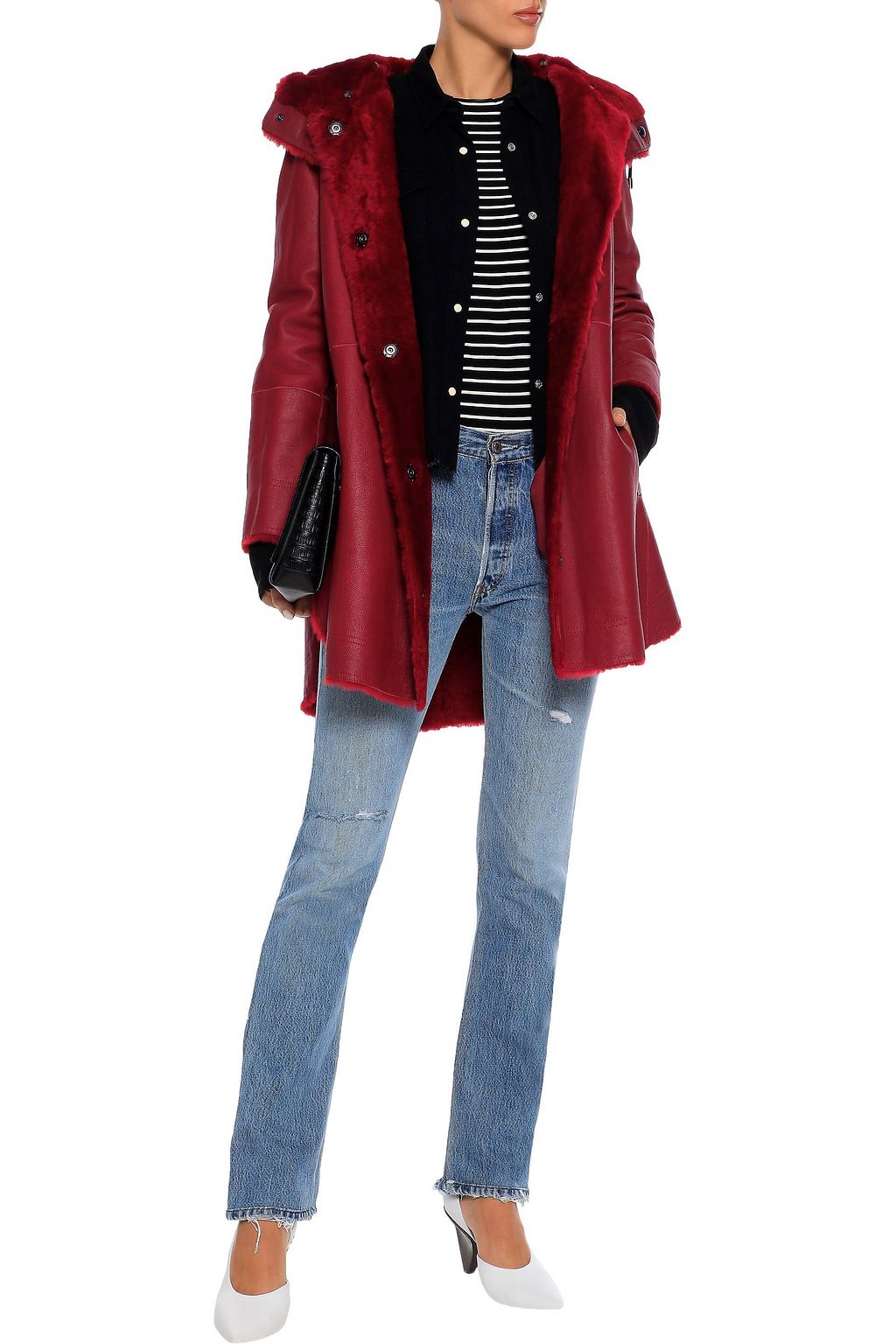 YVES SALOMON Reversible shearling hooded coat