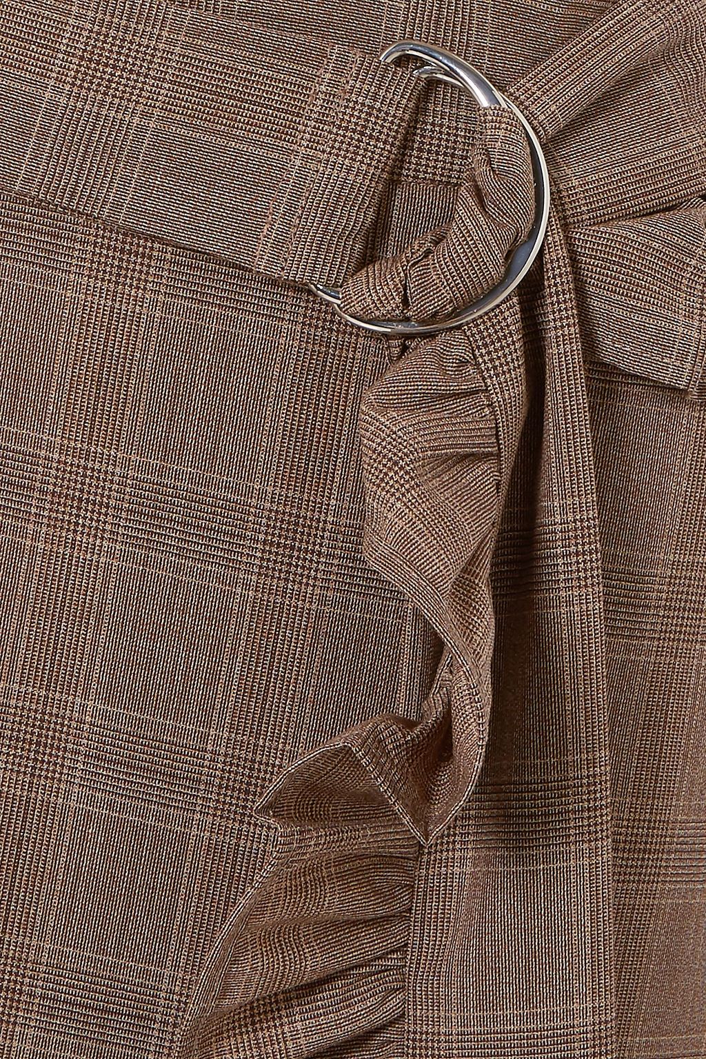MAGGIE MARILYN Belted ruffle-trimmed checked wool mini skirt