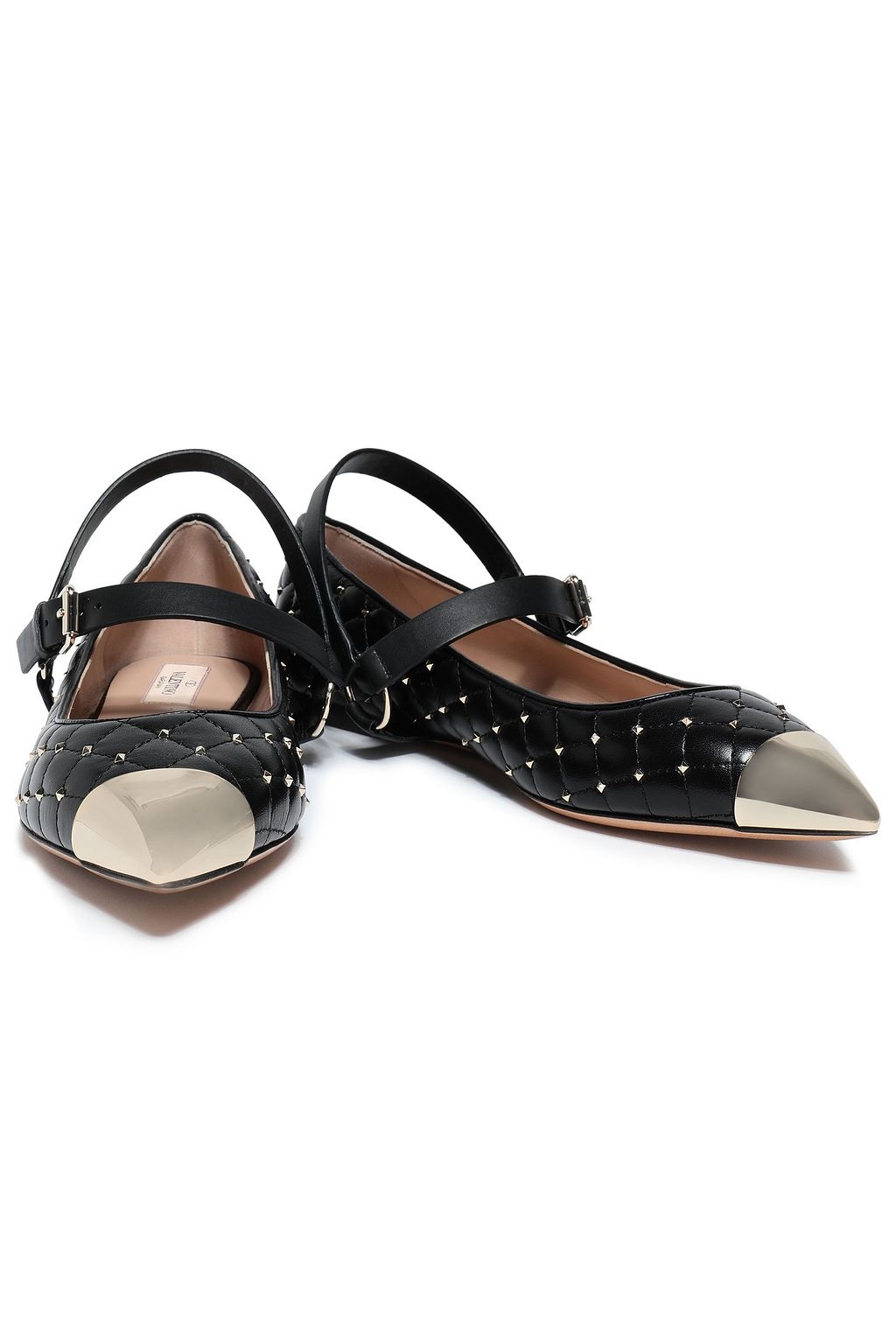 VALENTINO GARAVANI Studded quilted point-toe flats