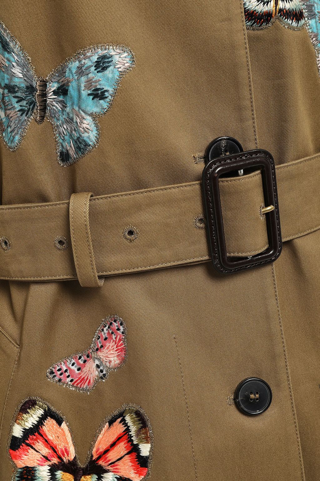 VALENTINO GARAVANI Embroidered cotton-gabardine trench coat