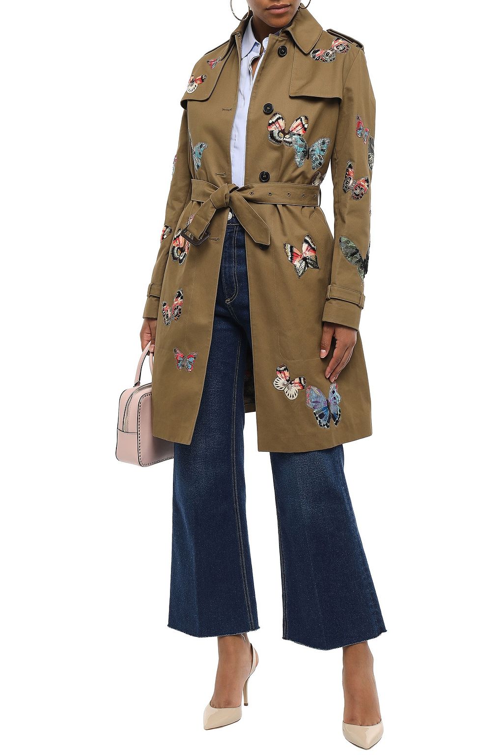 VALENTINO GARAVANI Embroidered cotton-gabardine trench coat