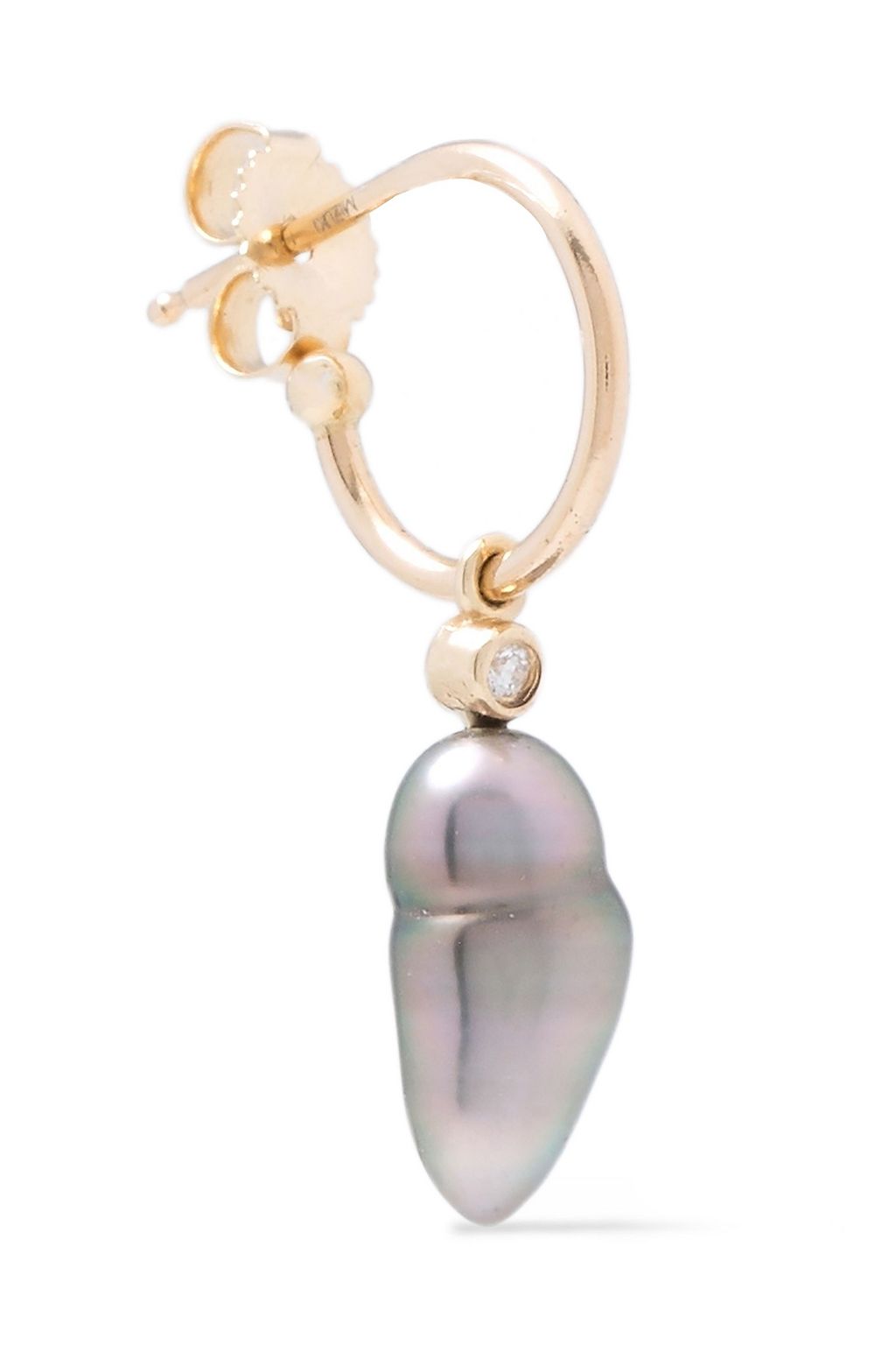 MIZUKI 14-karat gold diamond and pearl earring