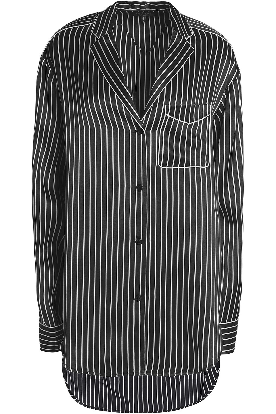 rag & bone - striped silk-satin top - black - xs