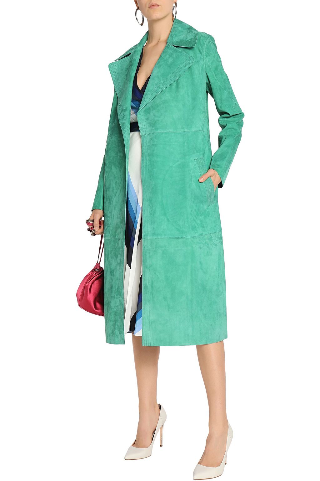 DIANE VON FURSTENBERG Belted wrap suede coat