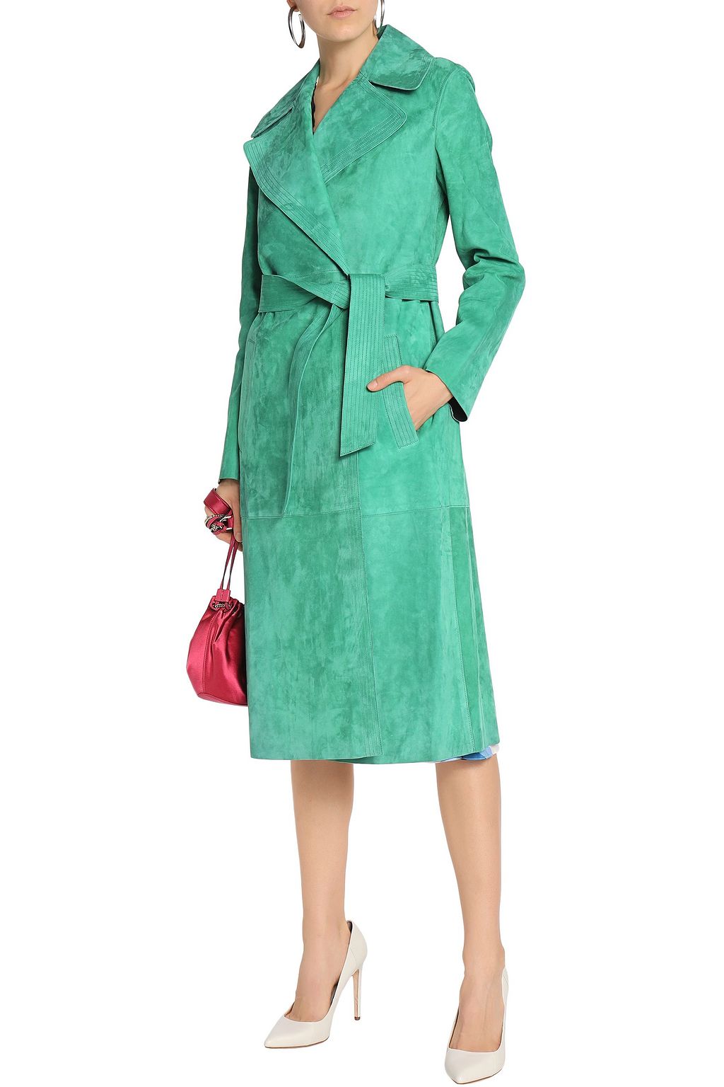 DIANE VON FURSTENBERG Belted wrap suede coat