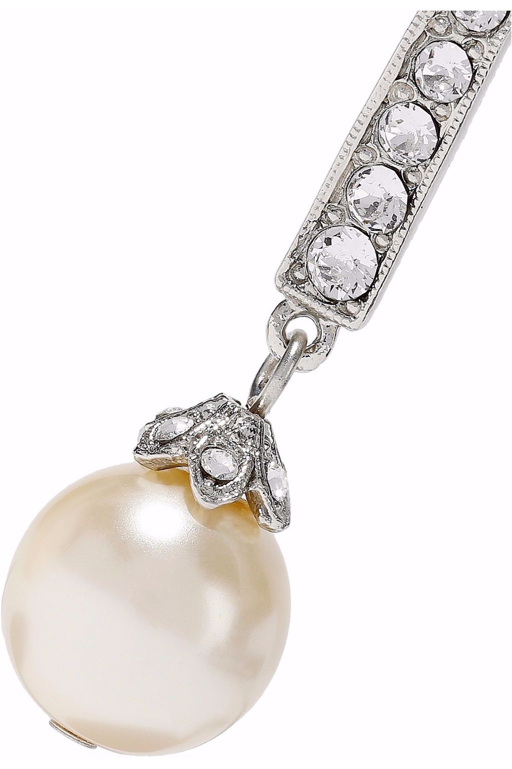 BEN-AMUN Silver-tone crystal and faux pearl earrings
