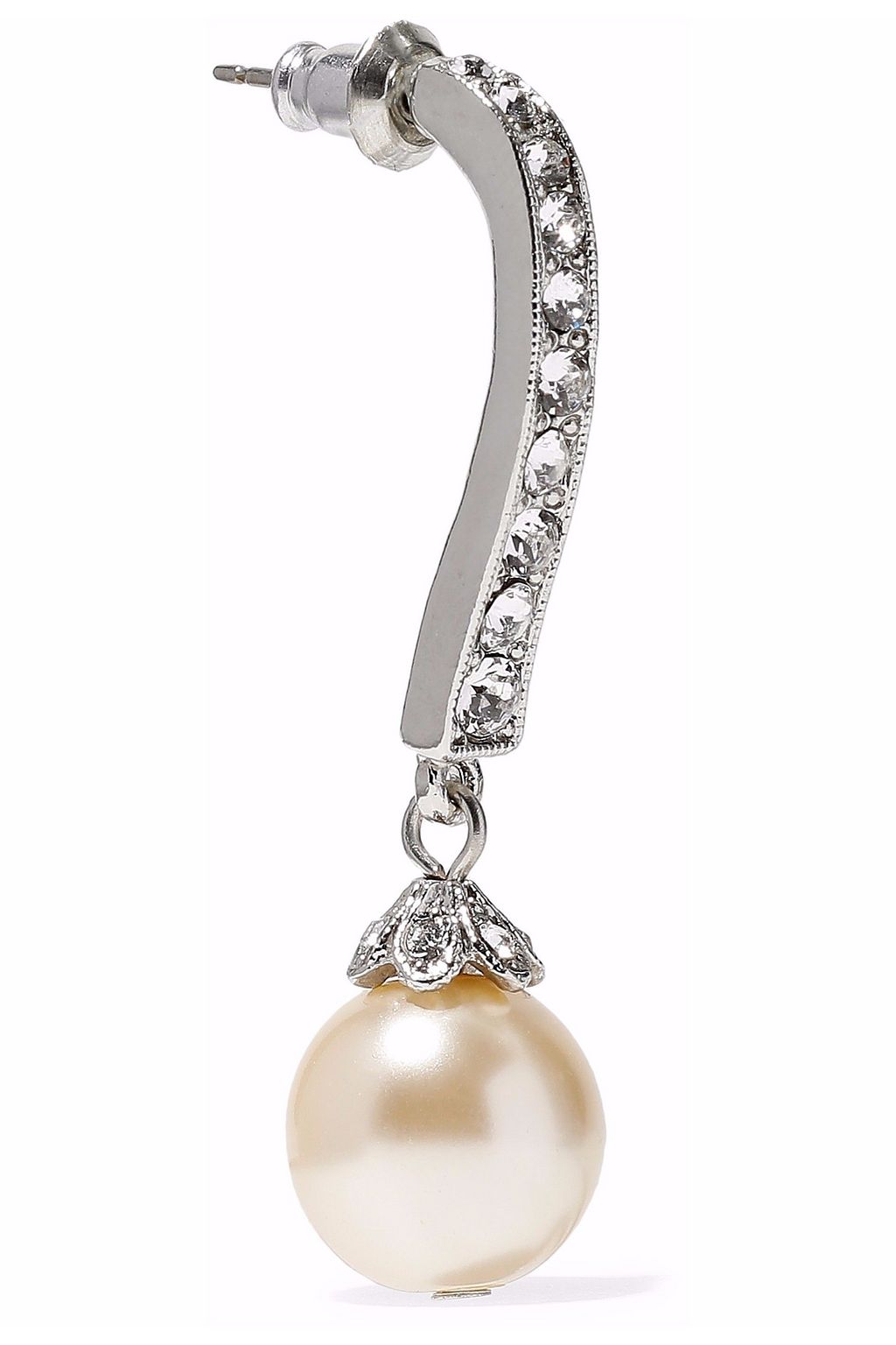 BEN-AMUN Silver-tone crystal and faux pearl earrings