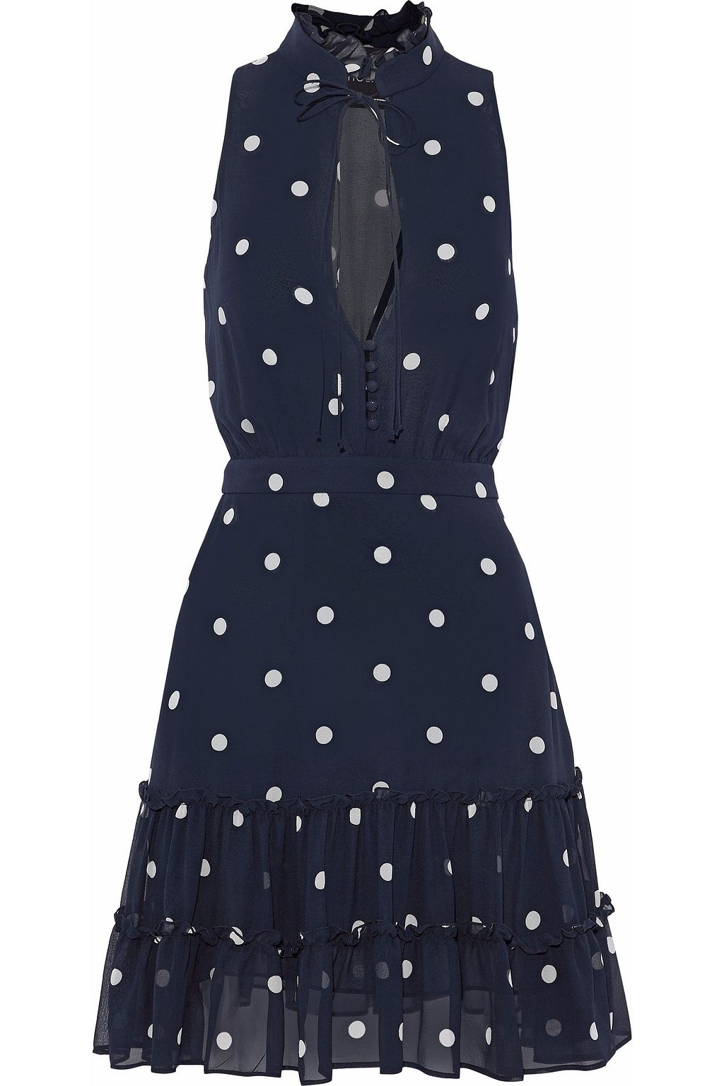 nicholas polka dot ruffle mini dress