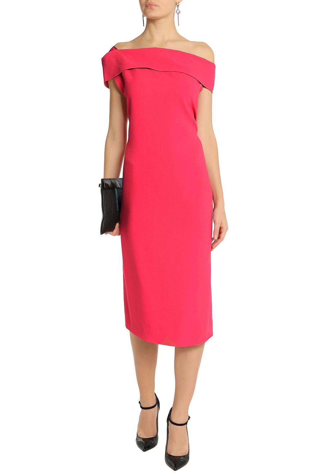 calvin klein off the shoulder crepe dress