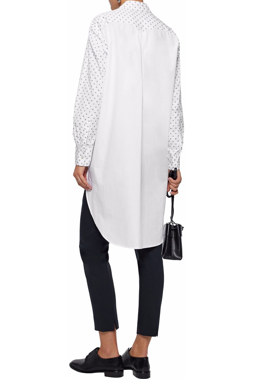 ROSETTA GETTY Paneled printed cotton-poplin shirt