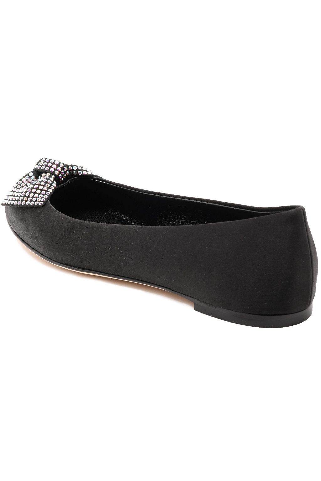 GIUSEPPE ZANOTTI Crystal-embellished satin ballet flats