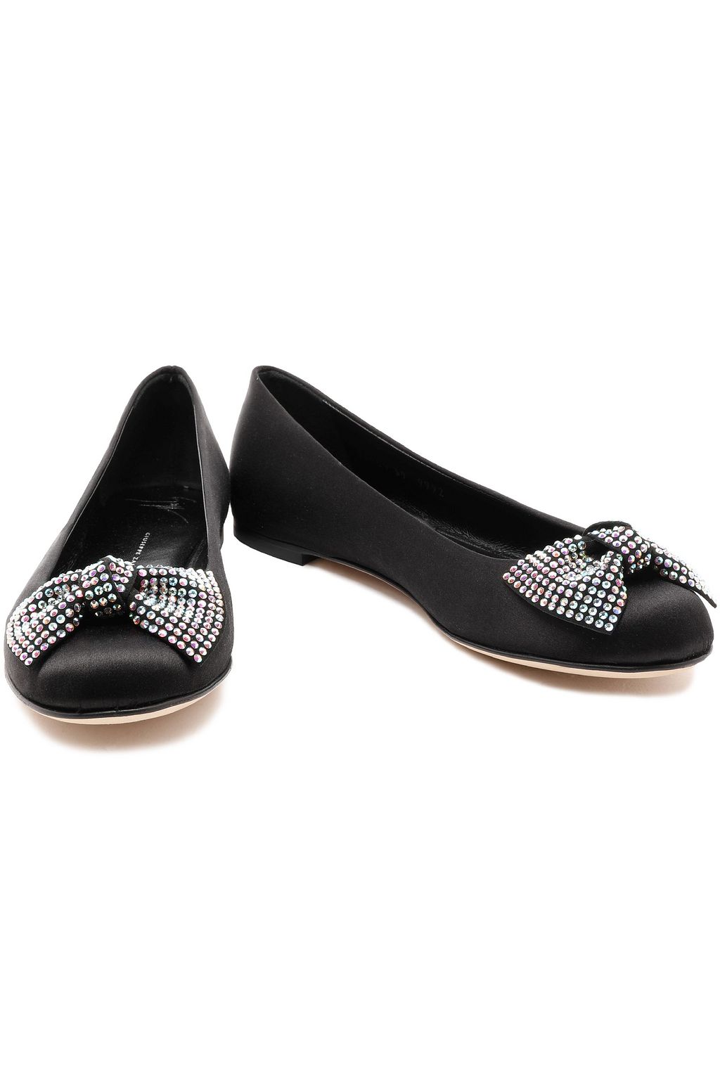 GIUSEPPE ZANOTTI Crystal-embellished satin ballet flats
