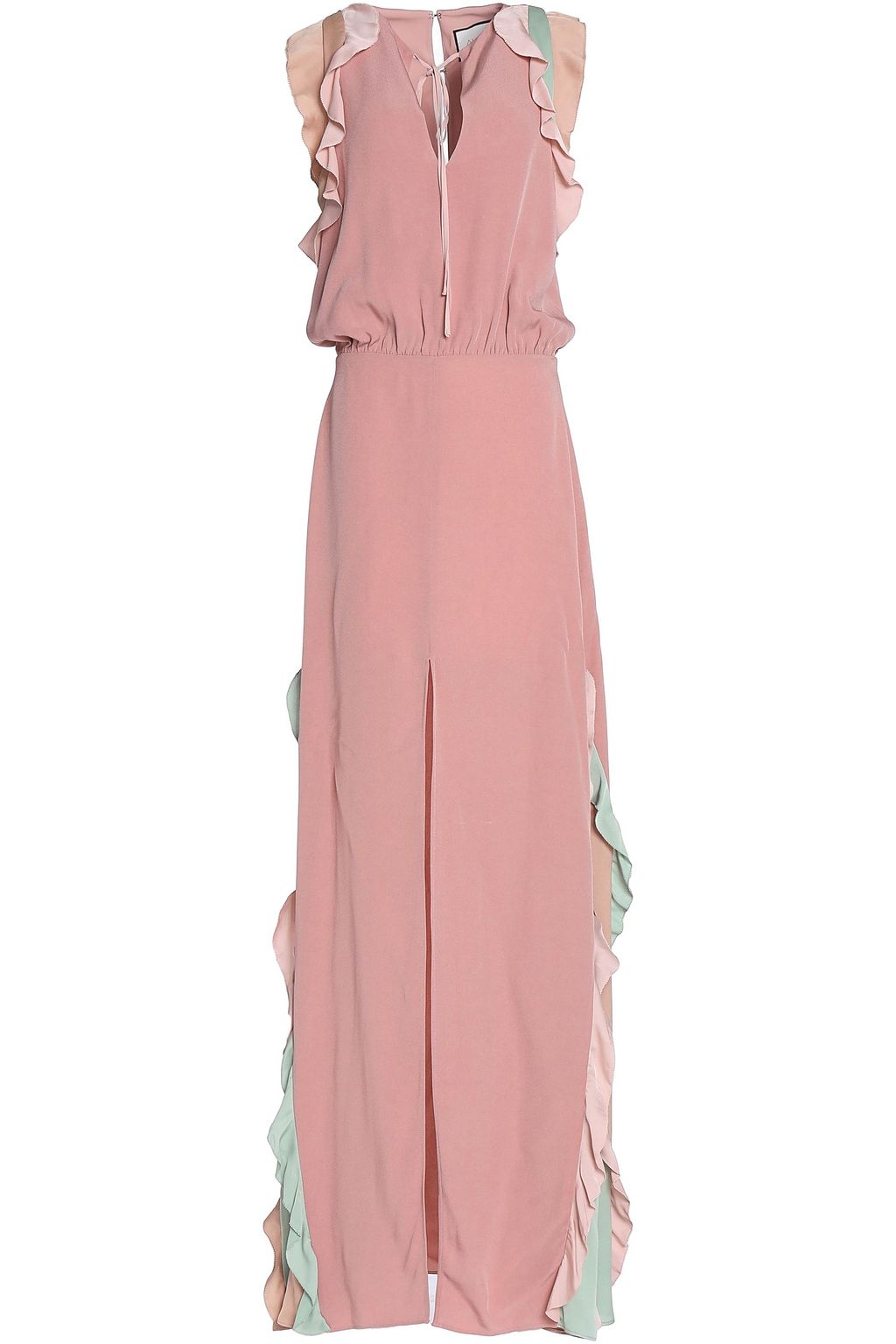 rose color maxi dress
