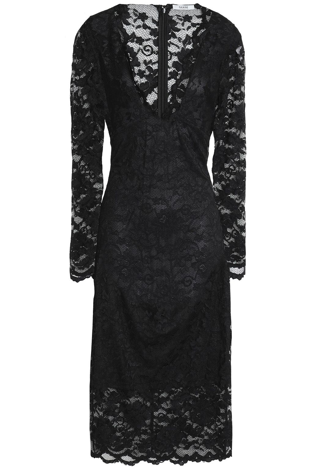 ganni black lace dress