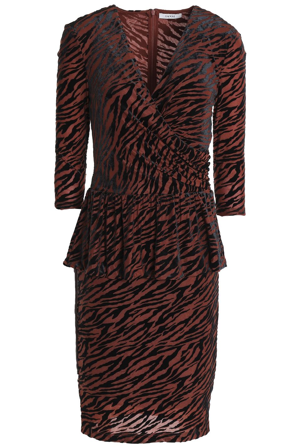 zebra velvet wrap dress