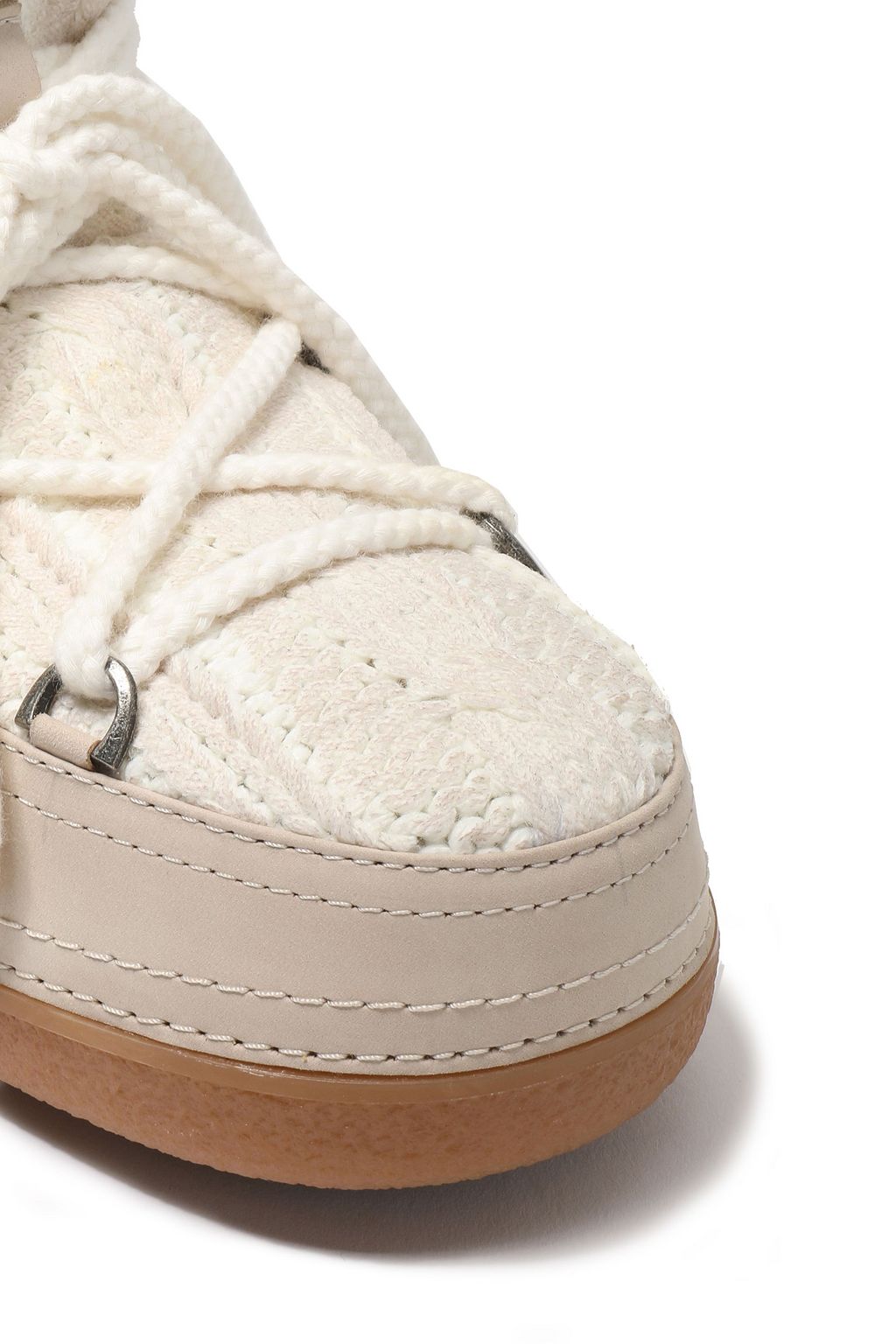 INUIKII Cable-knit and leather snow boots