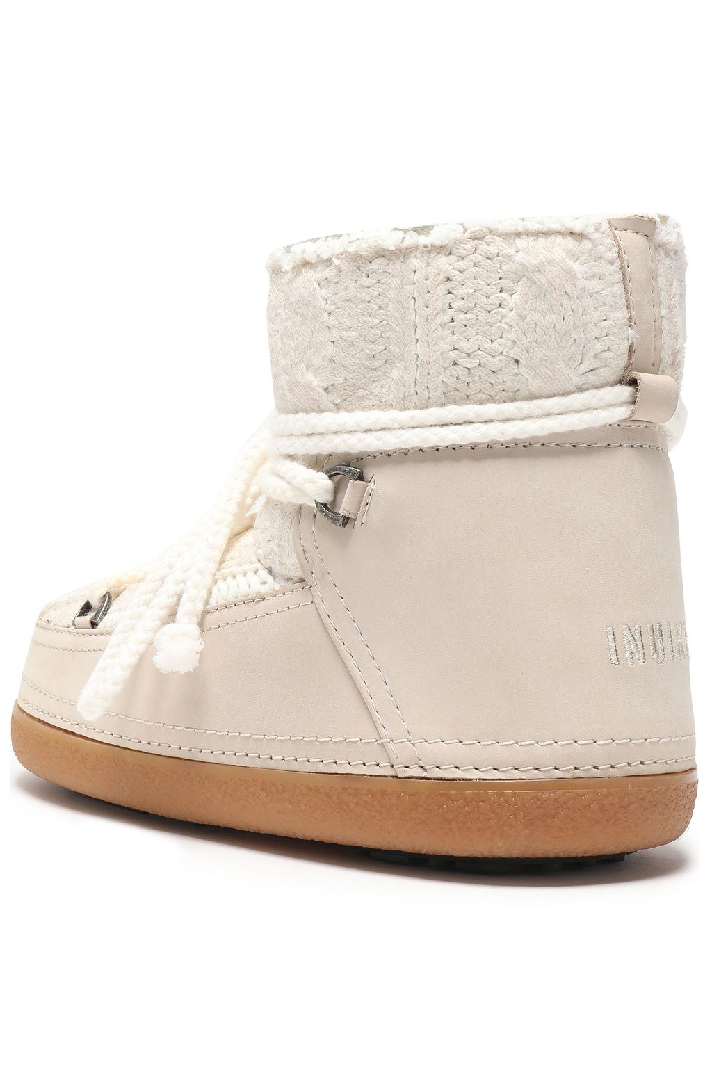 INUIKII Cable-knit and leather snow boots