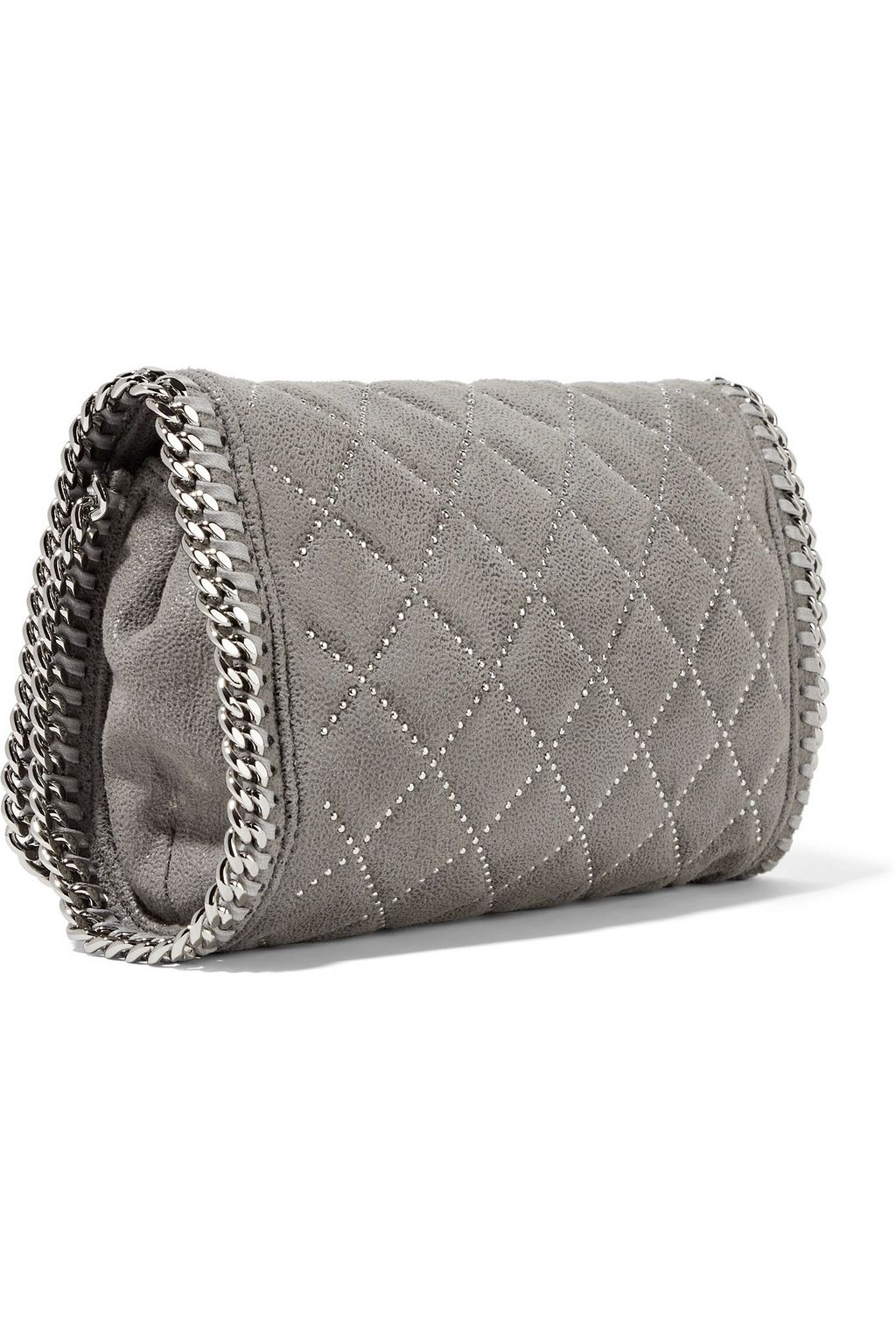 STELLA MCCARTNEY Studded quilted faux brushed-leather clutch