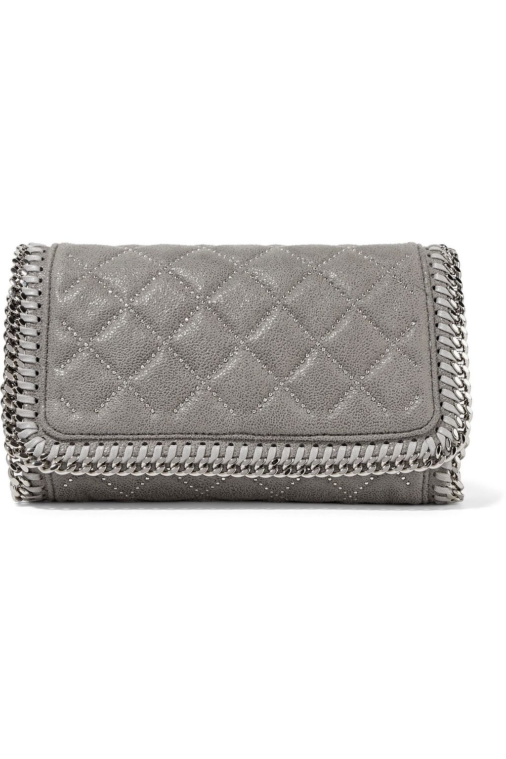 STELLA MCCARTNEY Studded quilted faux brushed-leather clutch