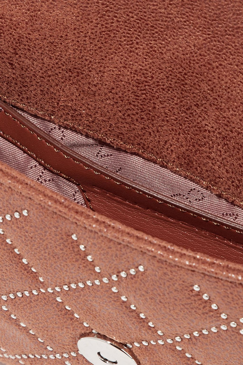 STELLA MCCARTNEY Studded quilted faux brushed-leather clutch