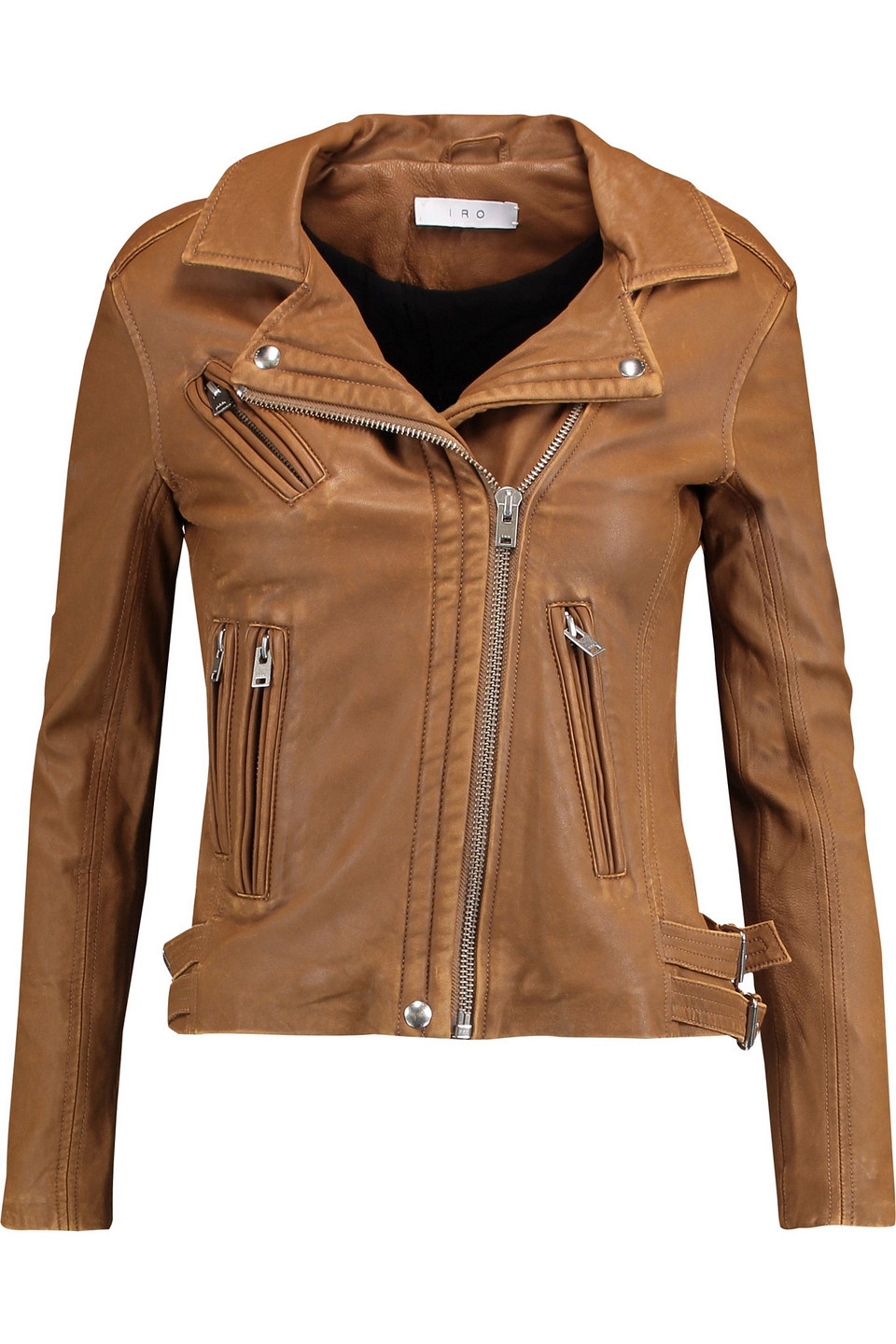 iro - leather biker jacket - brown - fr 38