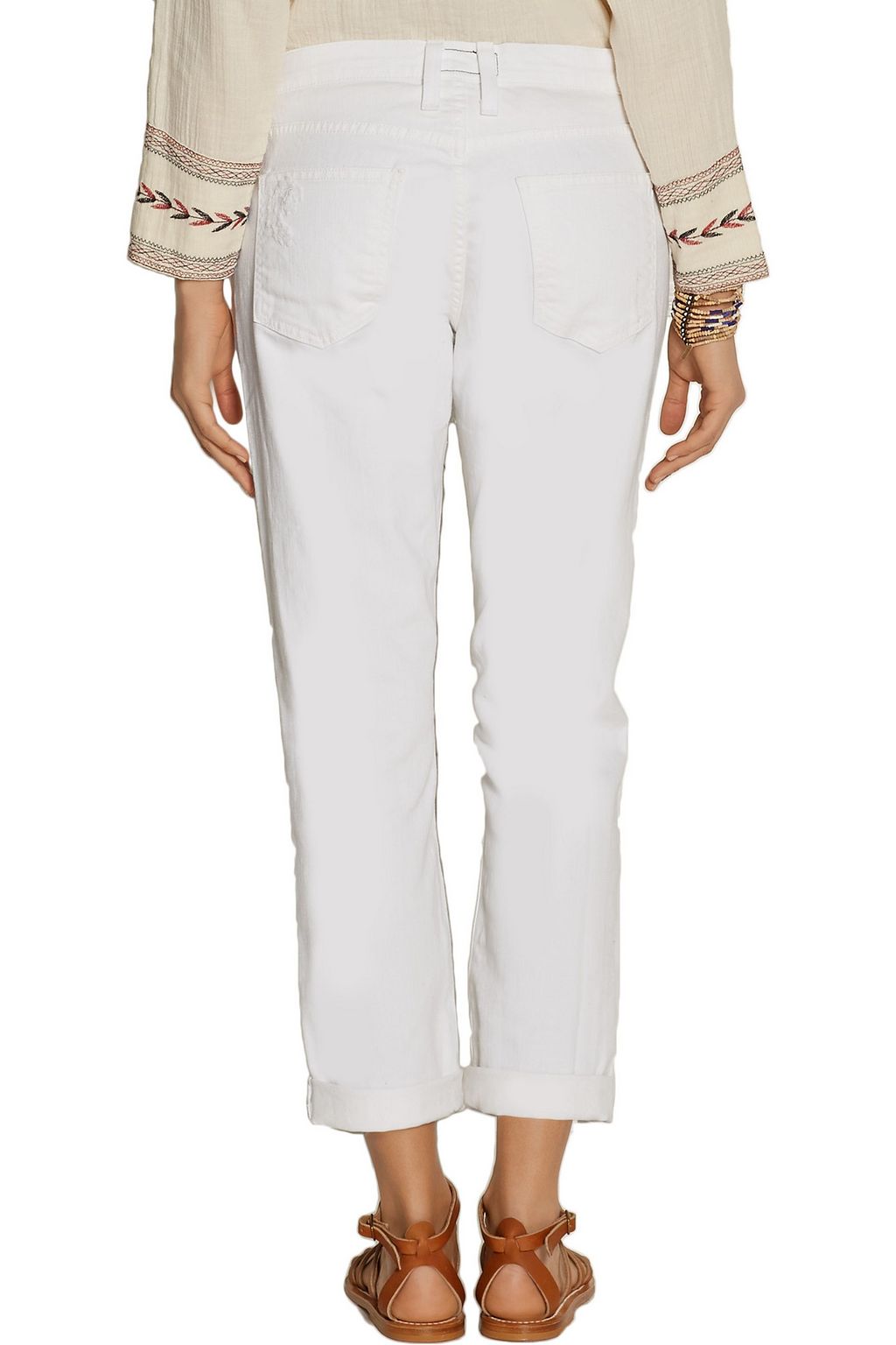 CURRENT/ELLIOTT The Fling distressed mid-rise slim-leg jeans