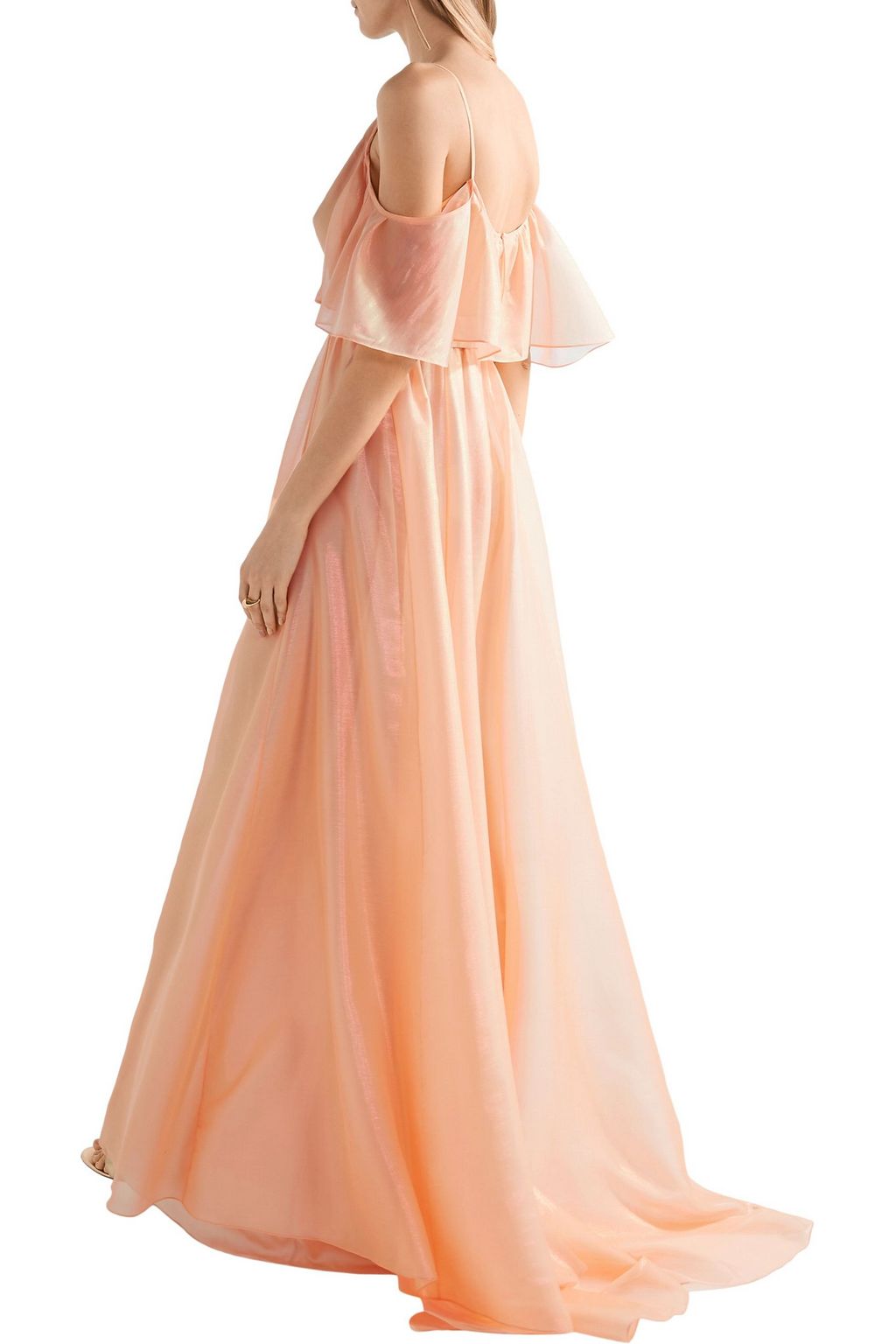 LELA ROSE Off-the-shoulder metallic voile gown