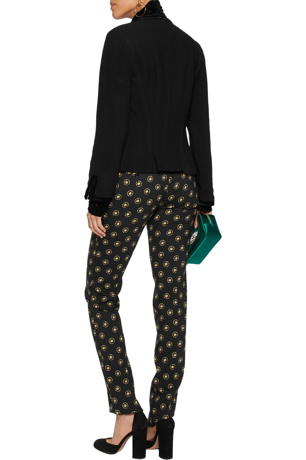 ETRO Printed wool-blend crepe slim-leg pants