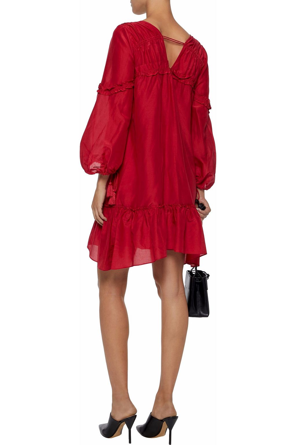 DEREK LAM 10 CROSBY Ruffle-trimmed cotton and silk-blend voile mini dress