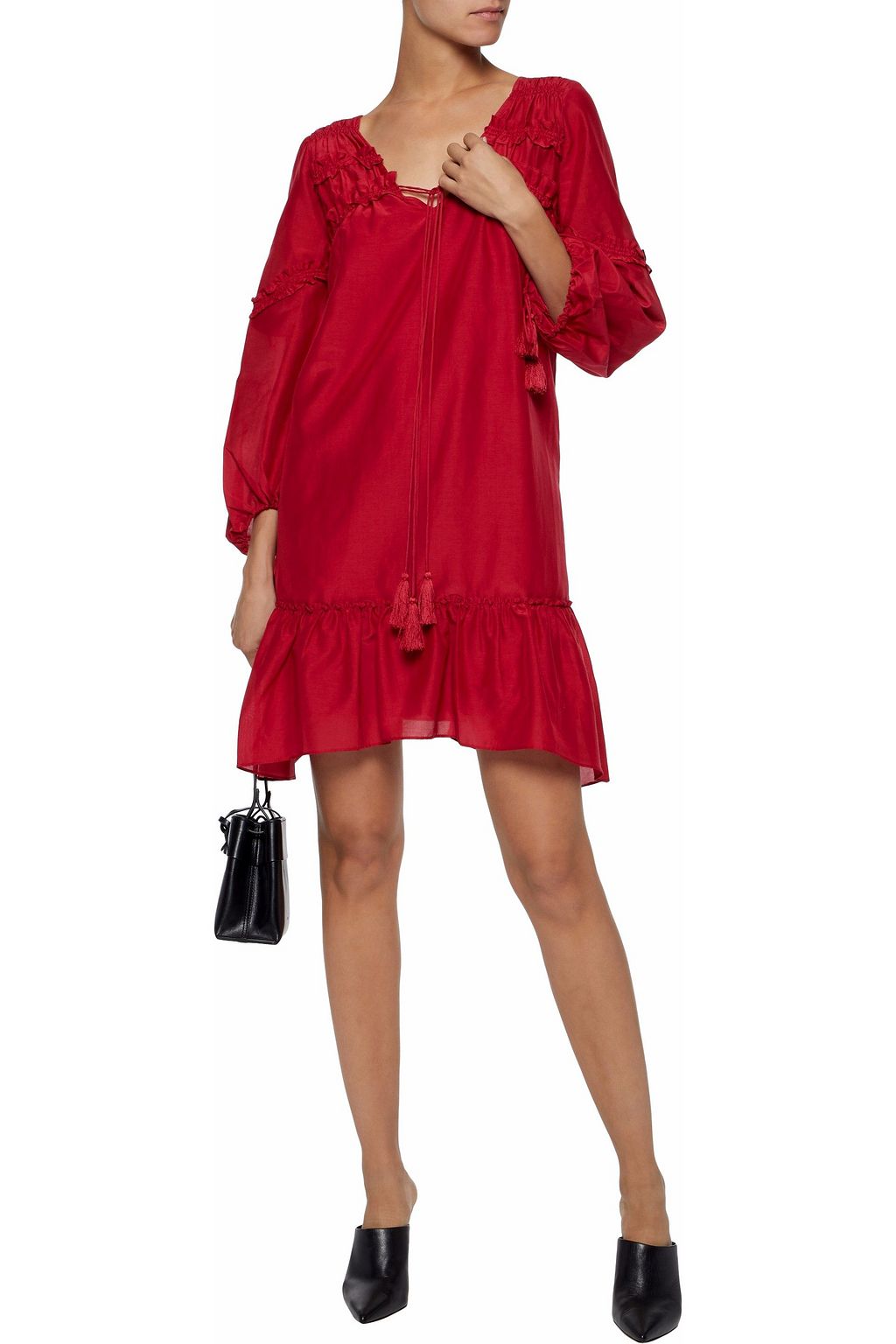 DEREK LAM 10 CROSBY Ruffle-trimmed cotton and silk-blend voile mini dress