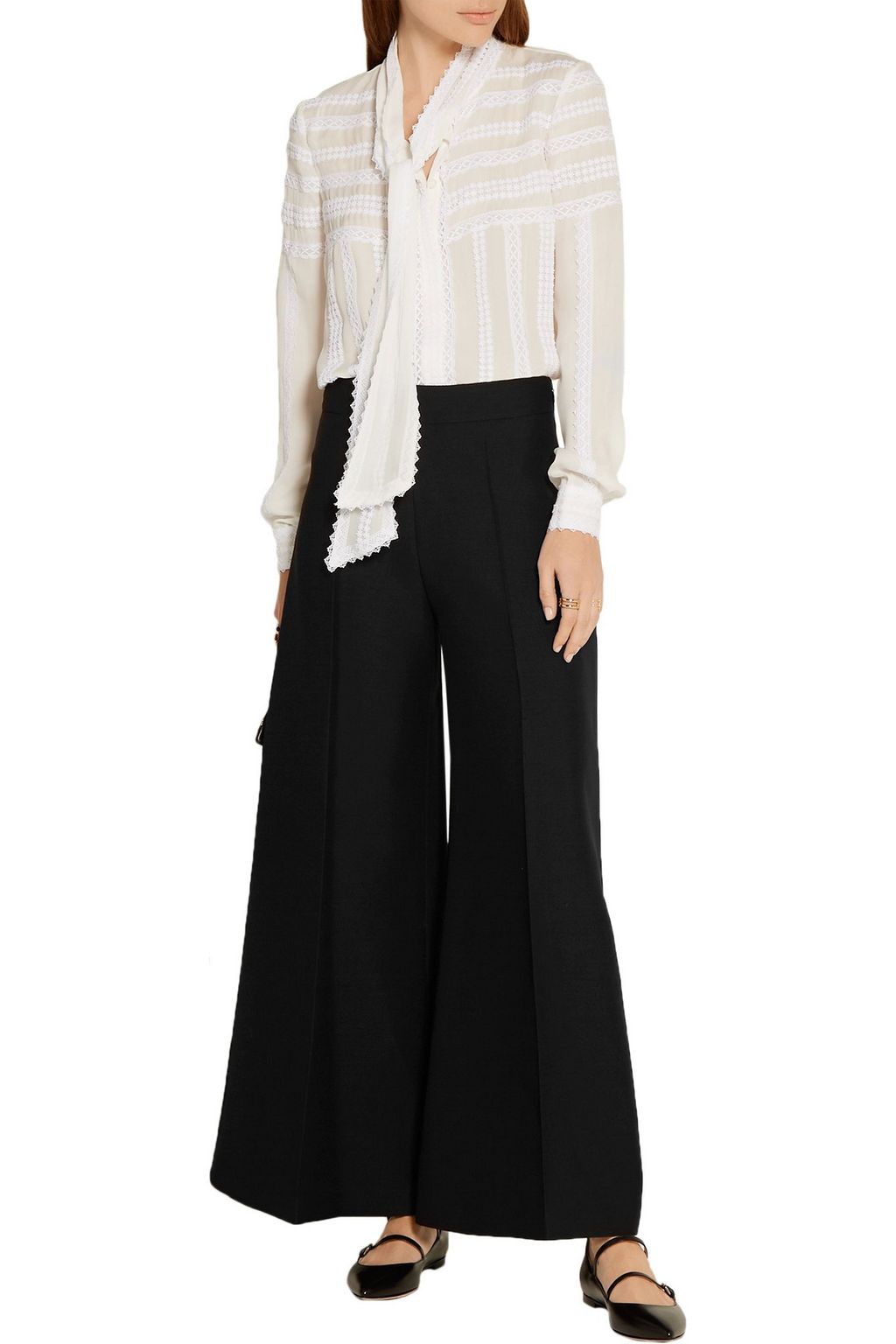VALENTINO GARAVANI Wool-crepe wide-leg culottes