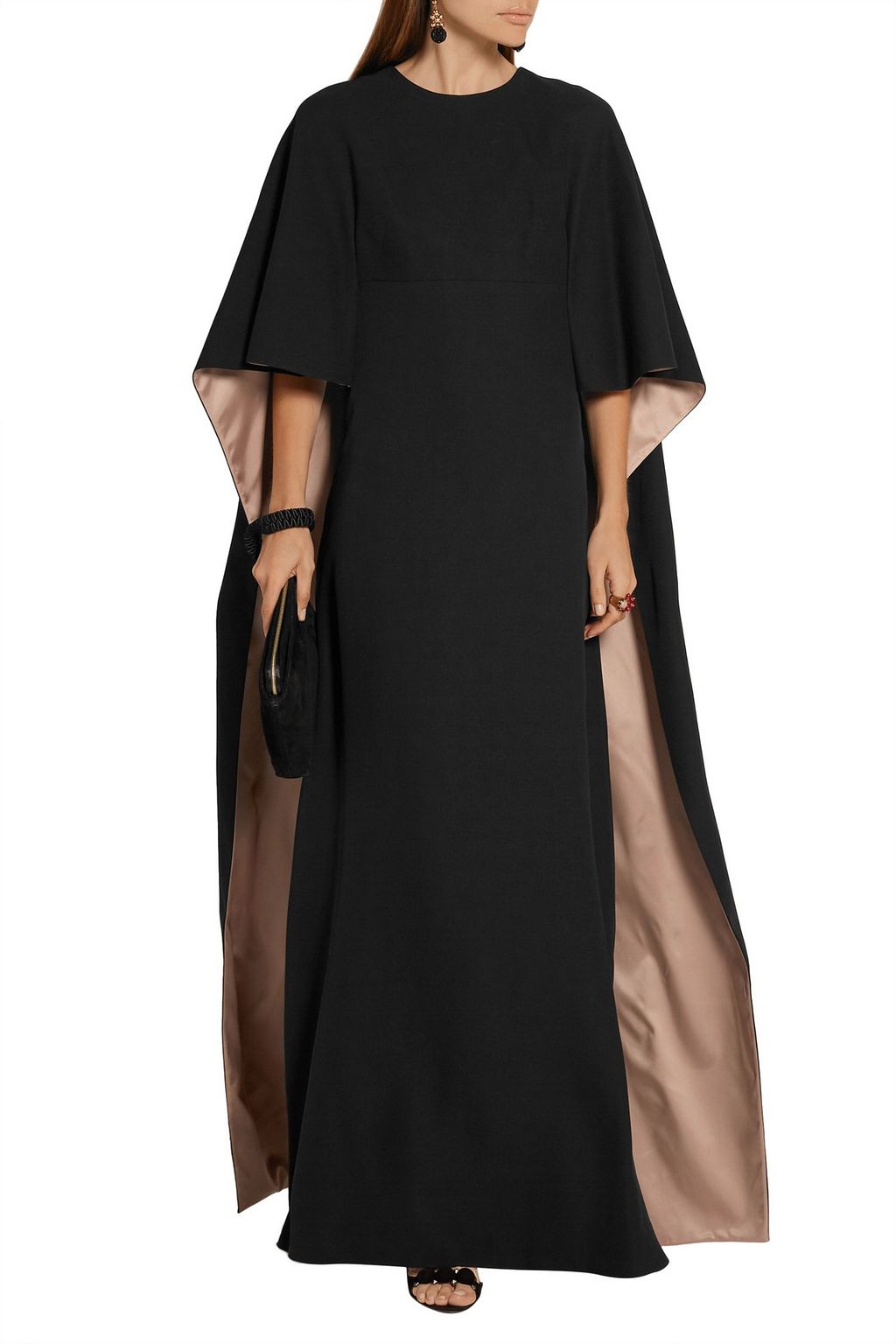 VALENTINO GARAVANI Cape-effect cutout crepe gown