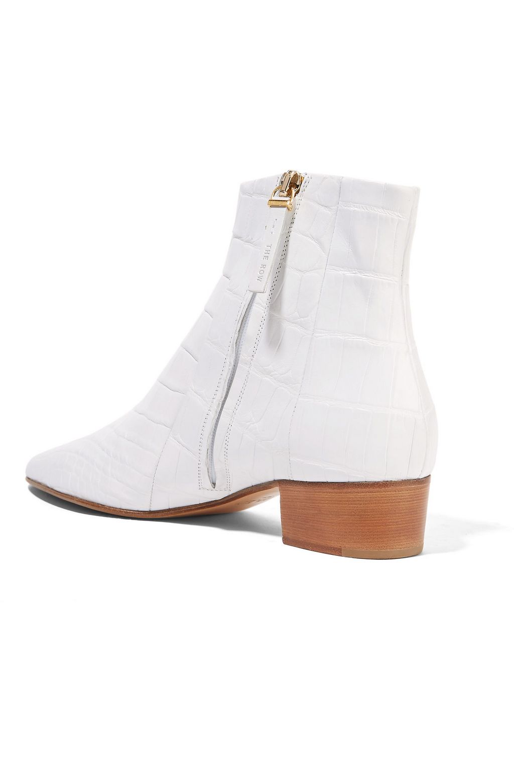 THE ROW Ambra glossed-alligator ankle boots