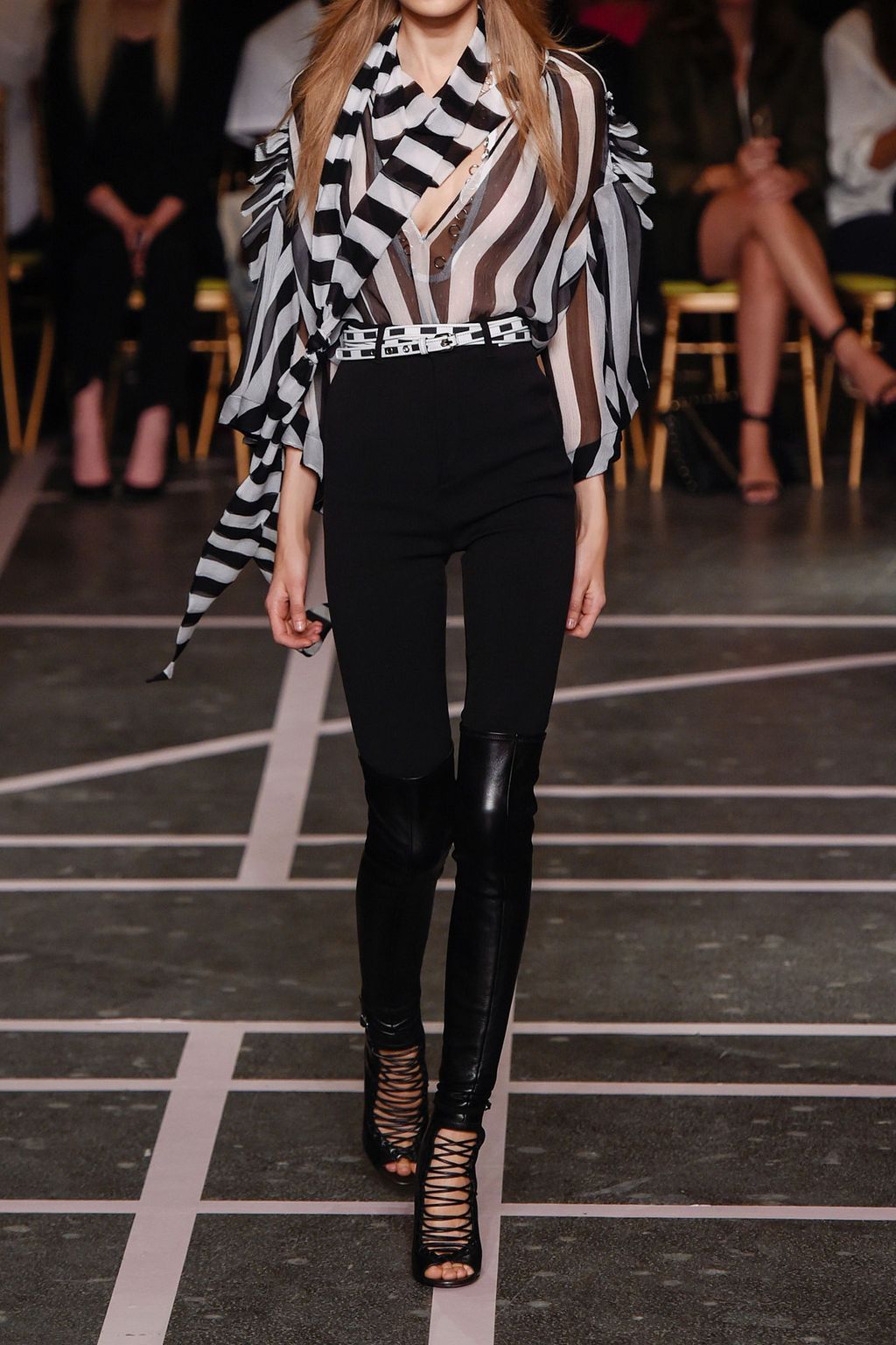 GIVENCHY Blouse in black and white striped silk-chiffon