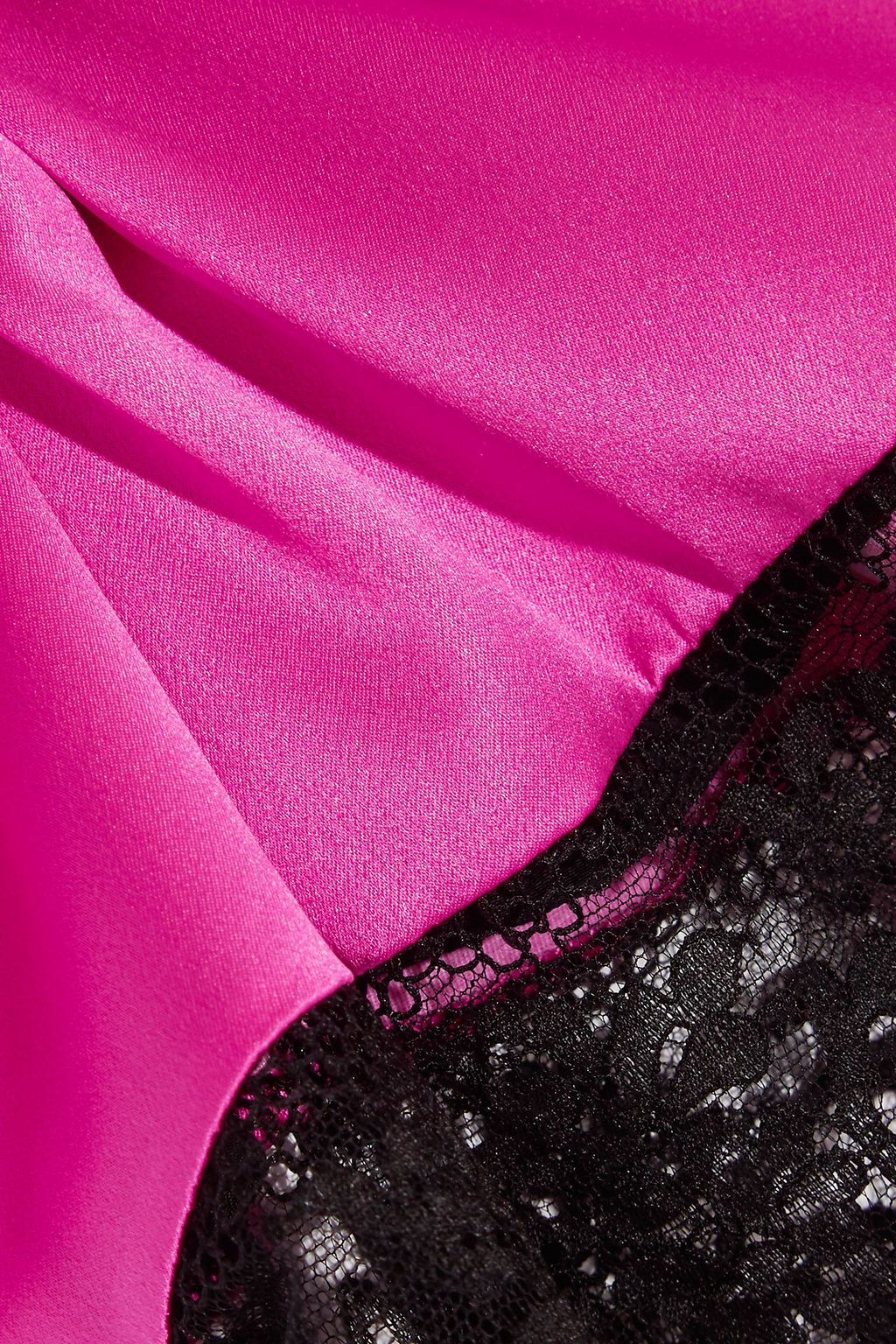 GIVENCHY Skirt in black lace-trimmed bright-pink silk-satin