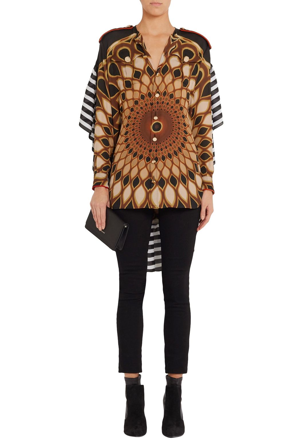 GIVENCHY Printed ruffled shirt in multicolored silk-georgette