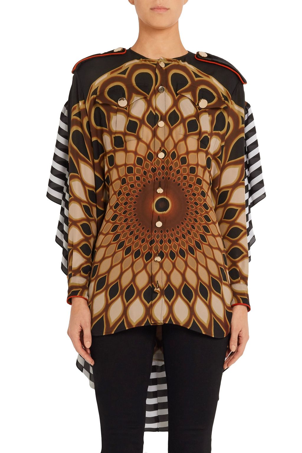 GIVENCHY Printed ruffled shirt in multicolored silk-georgette