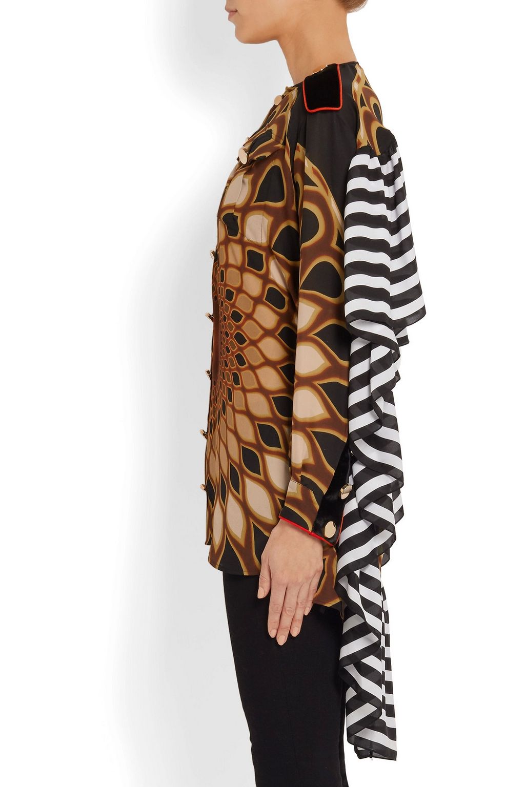 GIVENCHY Printed ruffled shirt in multicolored silk-georgette