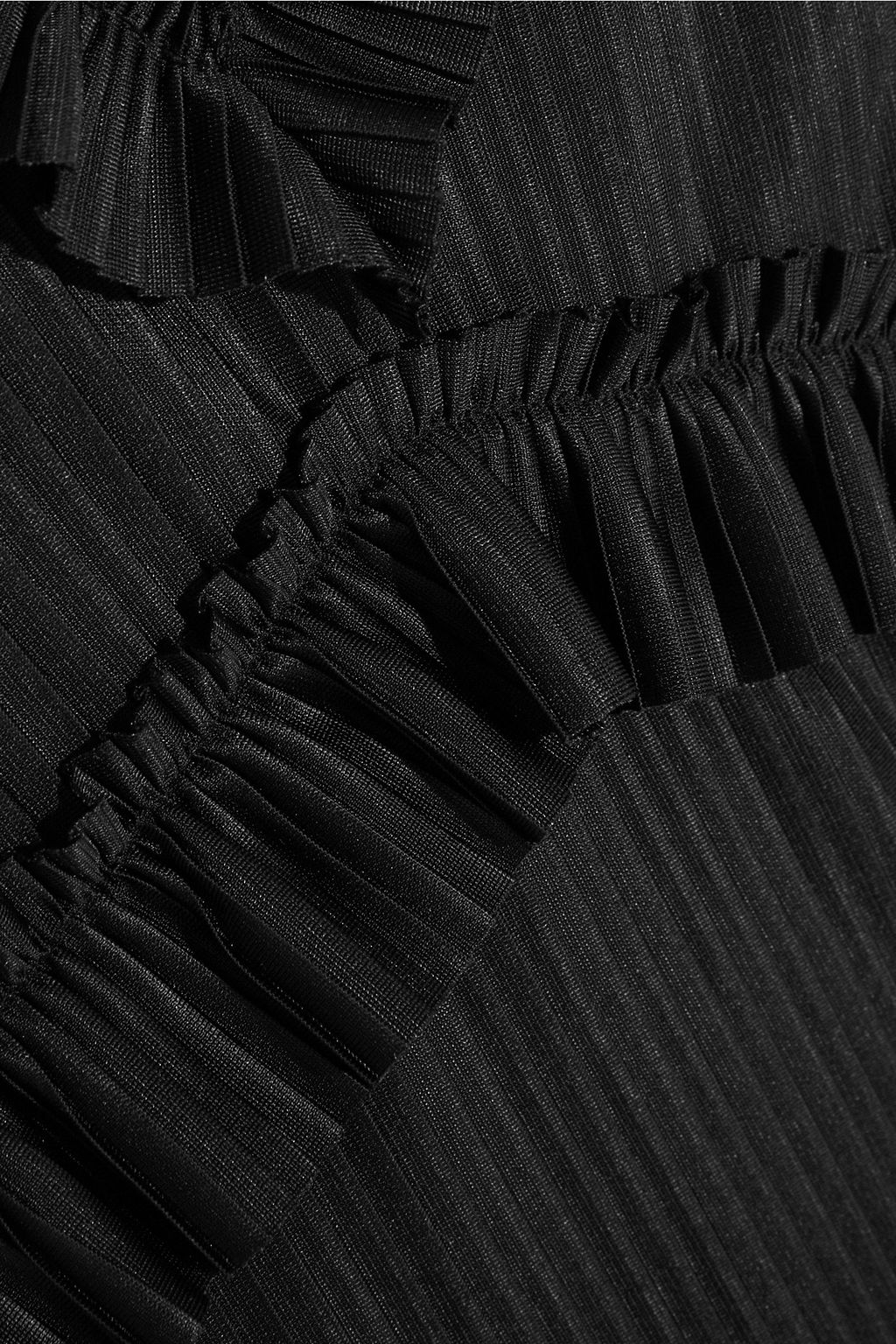 GIVENCHY Pleated midi dress in black stretch-satin