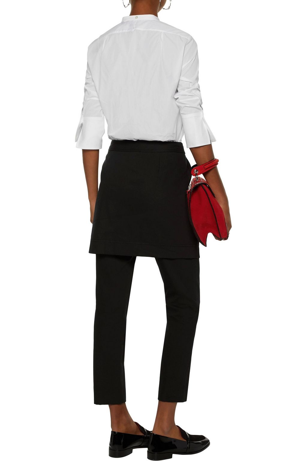HELMUT LANG Piqué-paneled cotton-poplin shirt