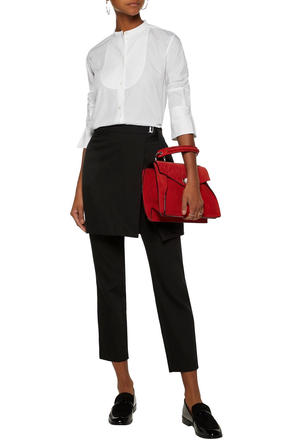 HELMUT LANG Piqué-paneled cotton-poplin shirt