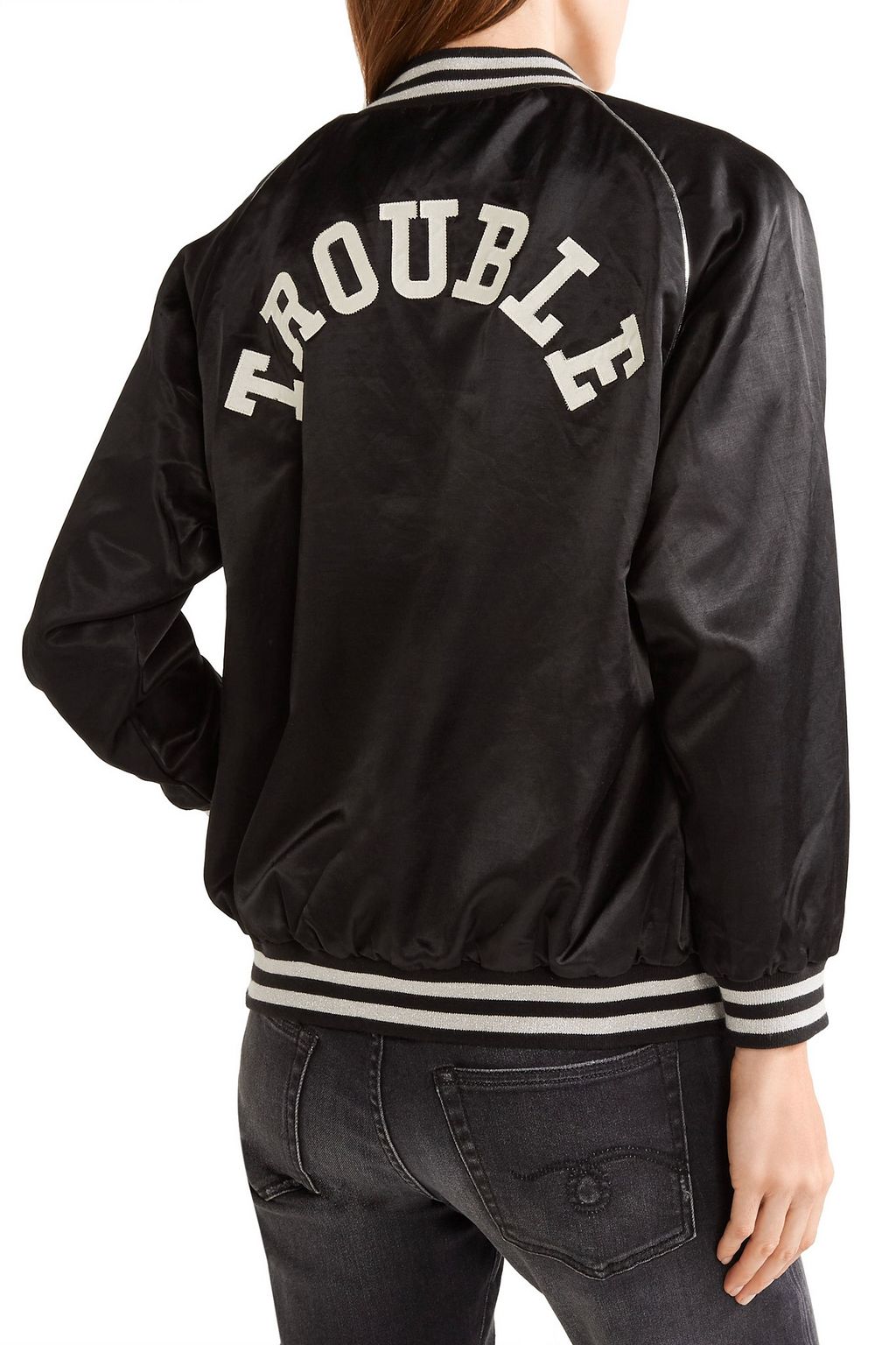R13 Double Trouble Roadie printed cotton-blend satin bomber jacket