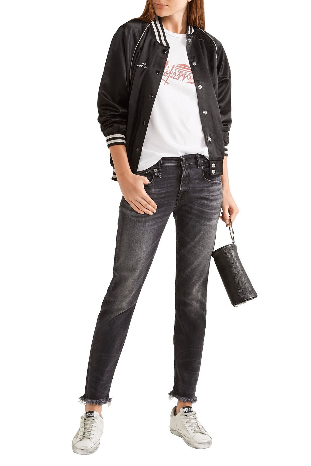 R13 Double Trouble Roadie printed cotton-blend satin bomber jacket